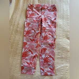 Old Navy Women's Tropical Print Skinny Pants - Orange 12 Tall